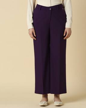 allen solly Women Pleated Straight Fit Trousers-picture-16