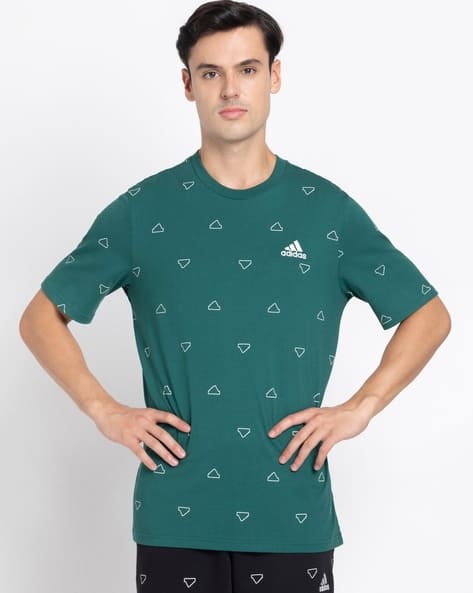 ADIDAS Men Geometric Print Regular Fit Crew-Neck T-Shirt