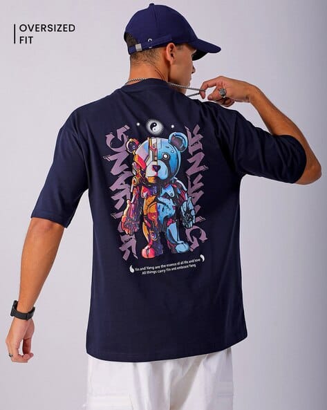 Men Graphic Print Oversized Crew-Neck T-Shirt
