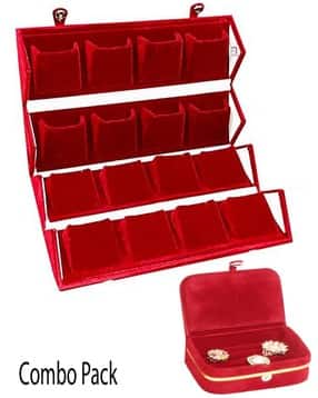 Pack of 2 Women Velvet Jewellery Organizer Boxes