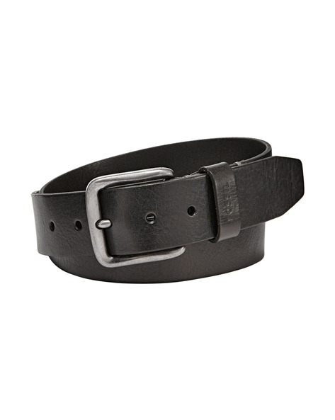 Leather Wide Belt with Tang Buckle Closure