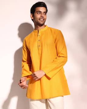 fabindia Men Striped Regular Fit Short Kurta-picture-15