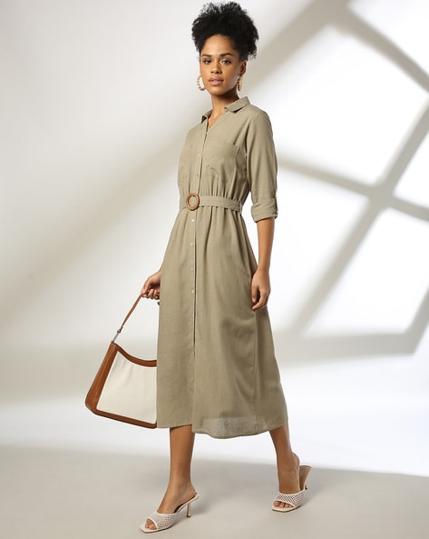 Women Shirt Dress with Belt