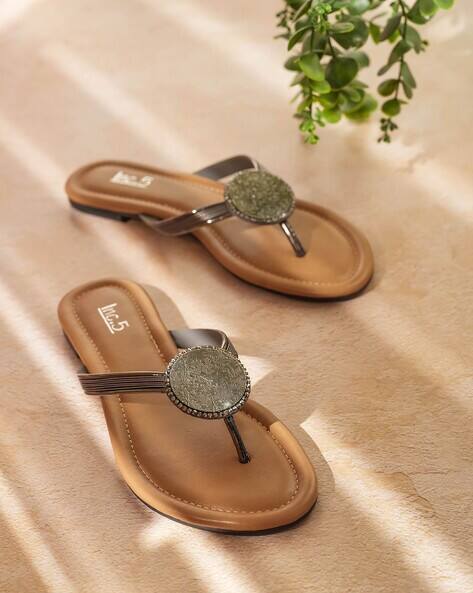Women Embellished Thong-Strap Sandals - Main Image