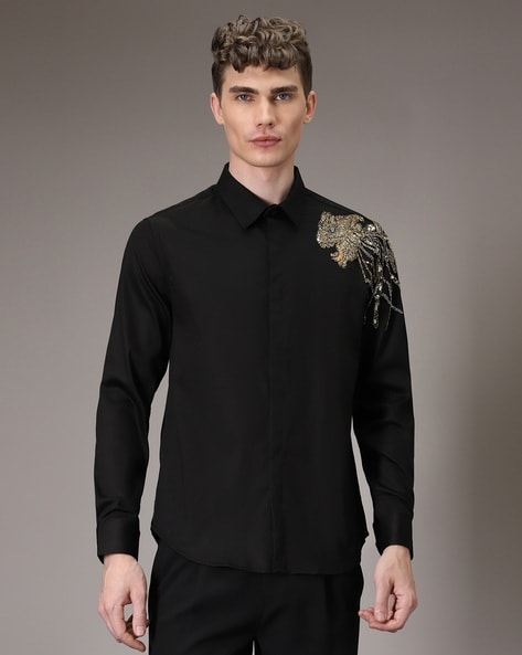 Men Embroidered Slim Fit Shirt