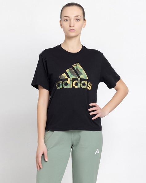 Black adidas t shirt women's fashion