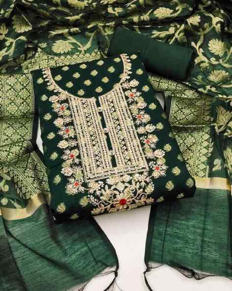 Women Embroidered 3-Piece Dress Material Price in India