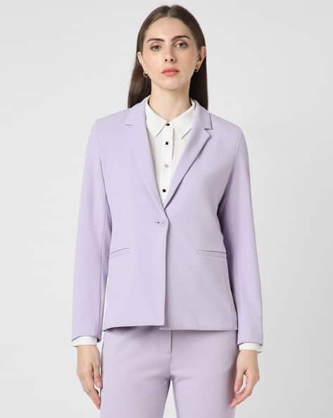 Women Single-Breasted Blazer with Welt Pockets