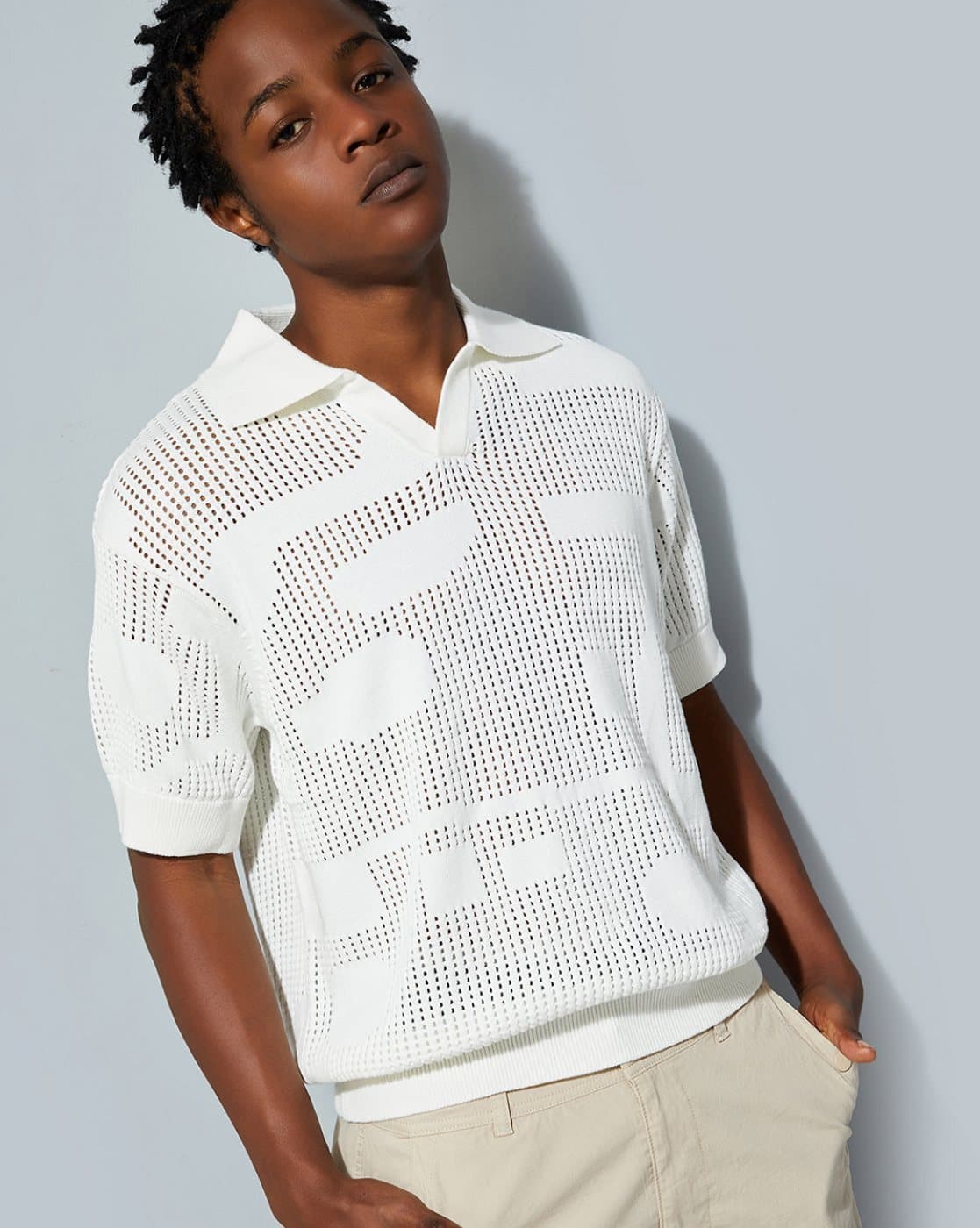 Buy MAX Men Laser Cut Oversized Polo T-Shirt Online | Ajio.com