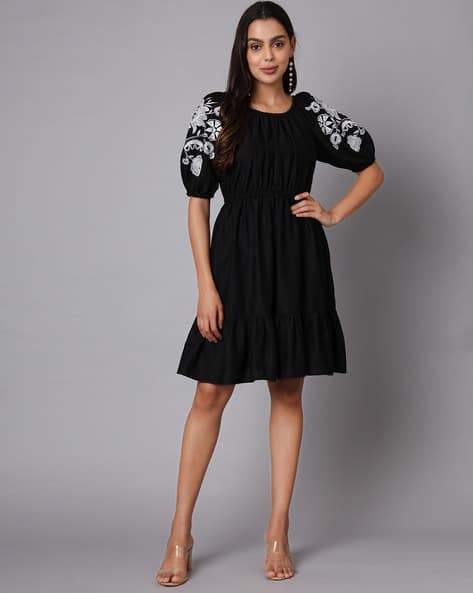 blue floral printed dress Midi Cotton Casual Dress: Carmen Blue Floral / XSmall If you are petite sharpay evans blue dress Color:CHOCOLATE black chiffon bridesmaid dress