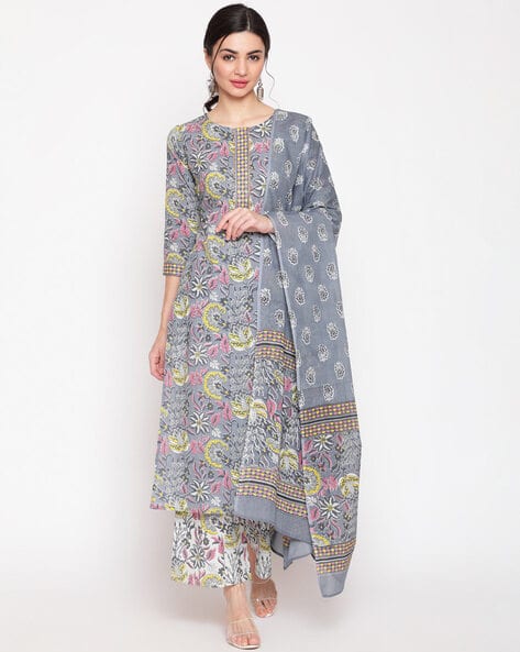 Buy Grey Kurta Suit Sets for Women by GLAM ROOTS Online | Ajio.com