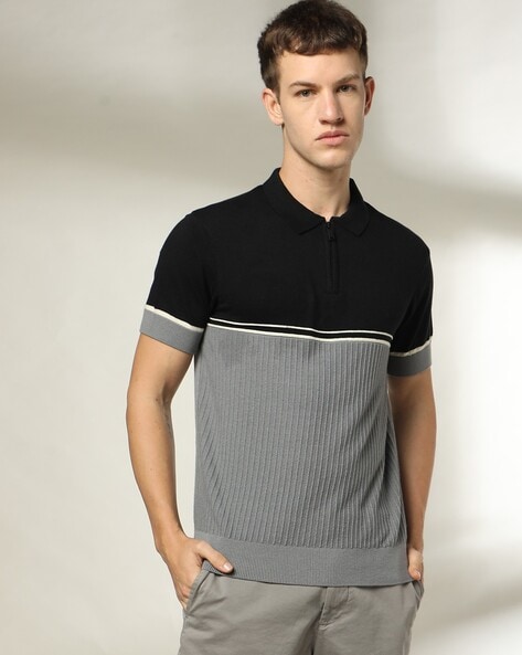 Men Knitted Slim Fit Polo T-Shirt