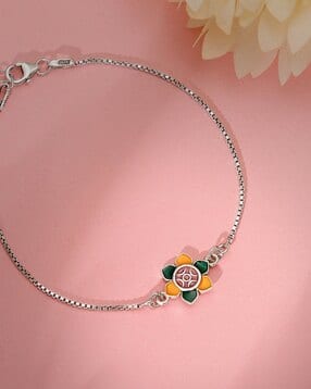 giva Men Sterling Silver Floral Chain Rakhi-picture-22