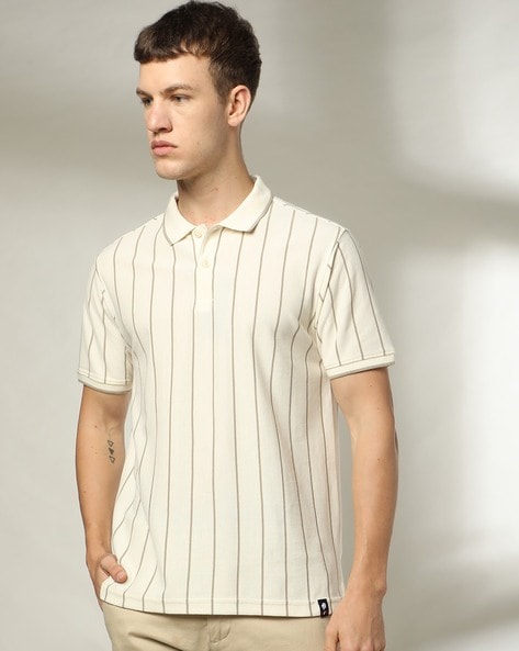 Men Striped Slim Fit Polo T-Shirt