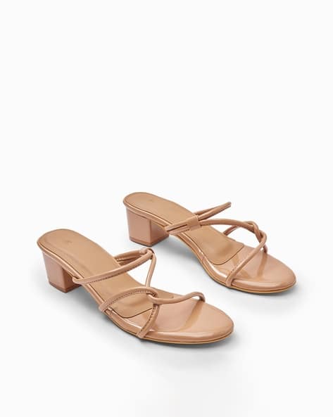 Heeled Sandals with Faux leather upper