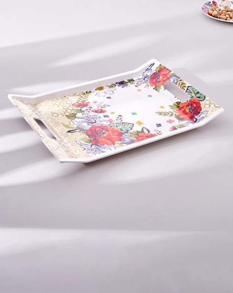Floral Print Melamine Serving Tray