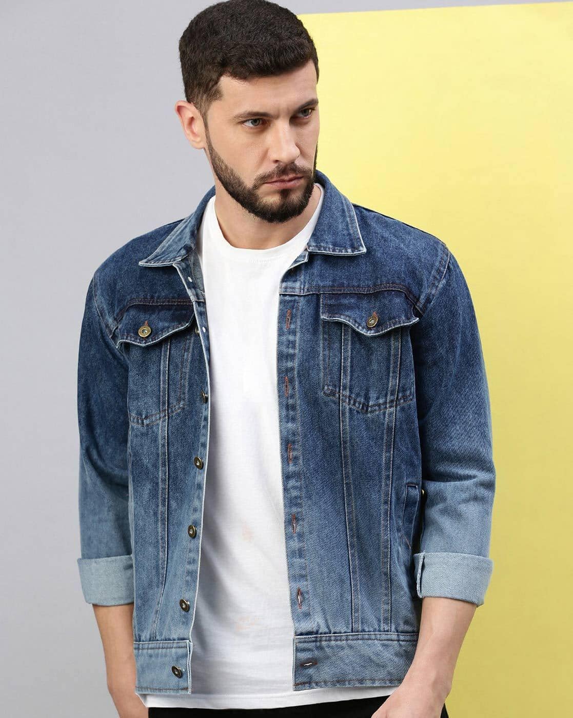 Buy VOXATI Men Washed Slim Fit Denim Jac Online | Ajio.com