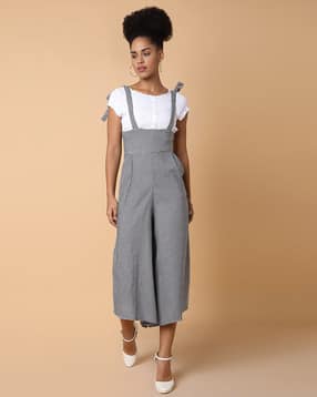 showoff Women Checked Jumpsuit with Strappy Sleeves-picture-45