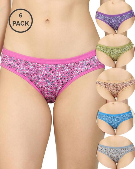 Pack of 6 Floral Print Bikini Briefs