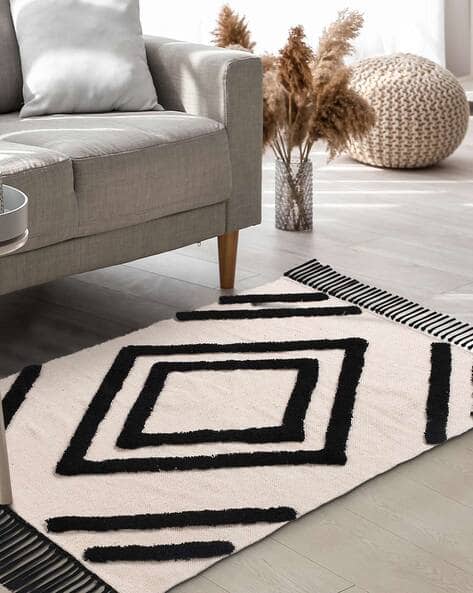 Geometric Pattern Black And White Geometric Runner Rug Buy BLACK