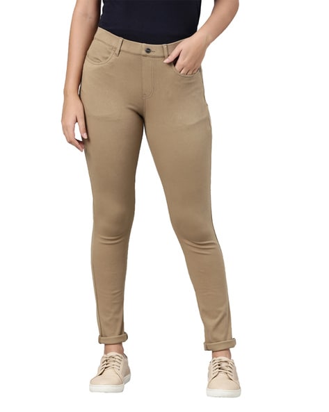 Buy Khaki Jeans Jeggings for Women by GO COLORS Online Ajio