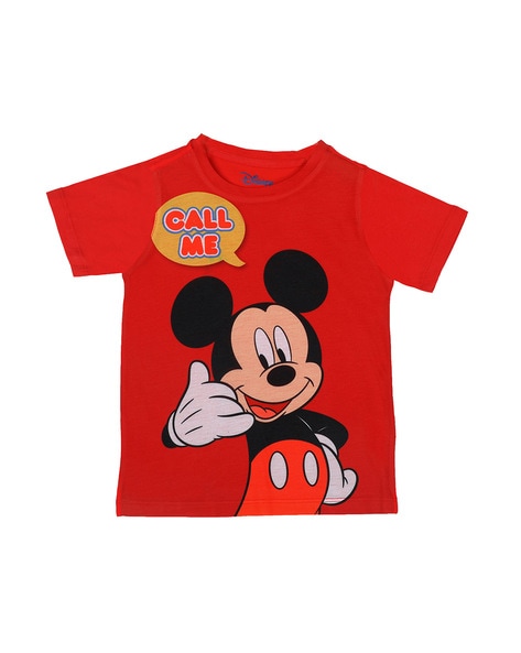 Red mickey mouse t shirt online