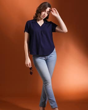 Women Regular Fit Collard Top-image-2