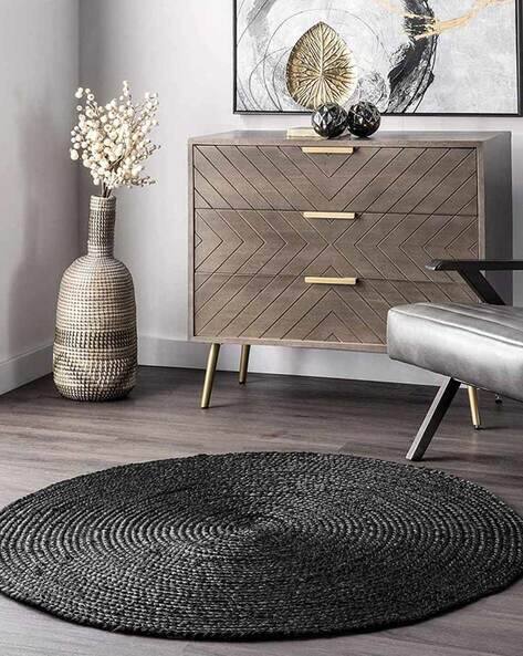 Habere India Textured Anti-Skid Round-Shape Carpet 4" x 4"