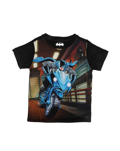 Batman Cartoon Print Round-Neck T-shirt