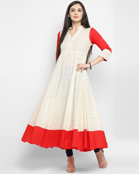 Mbe Micro Print Anarkali Kurta