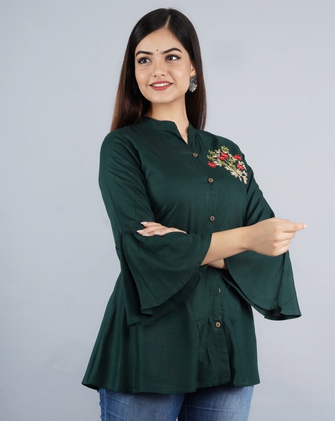 Buy Green Shirts Tops Tunic for Women by MANKSH Online Ajio