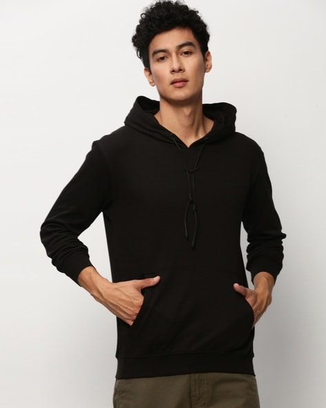 Slim fit black hoodie online