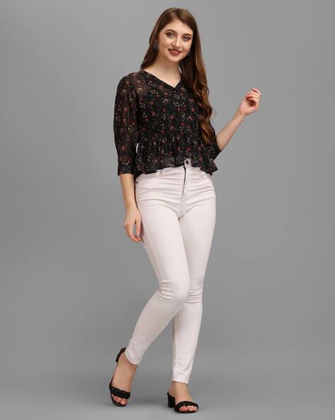 Myntra Tops For Jeans Buy Black Tops For Women By Online