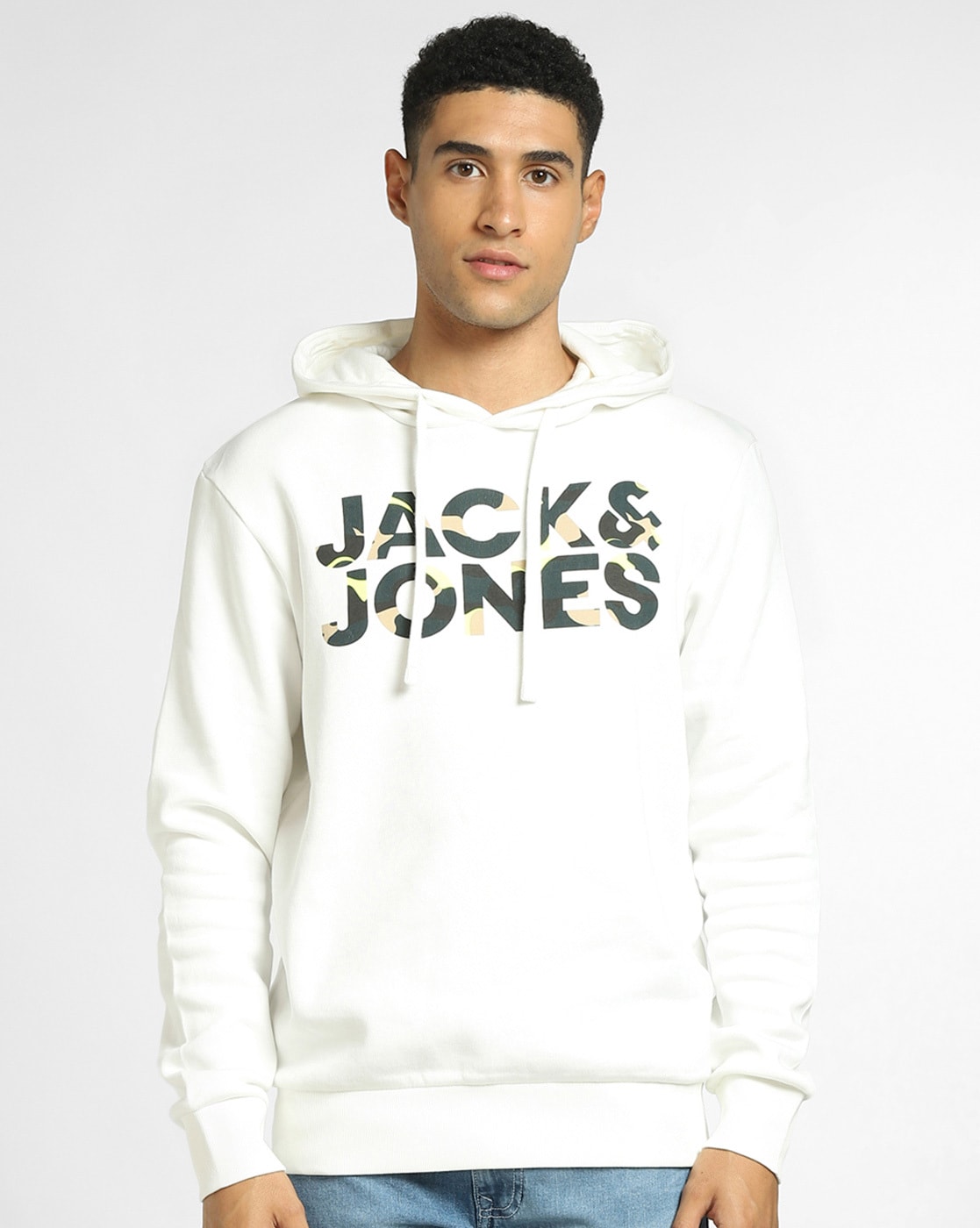 Brand Print Hoodie with Ribbed Hems