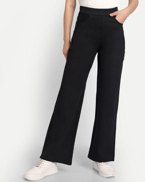 Flat front wide leg trousers best sale