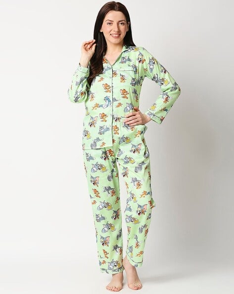 Tom Jerry Print Top Pyjamas Set