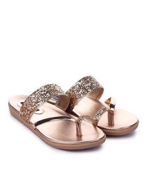 Embellished Toe-Ring Slip-On Sandals