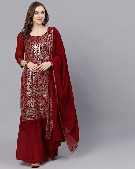 Aks Embellished Straight Kurta Set