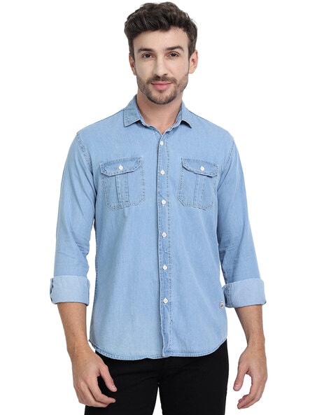 Denim shirt orders light blue