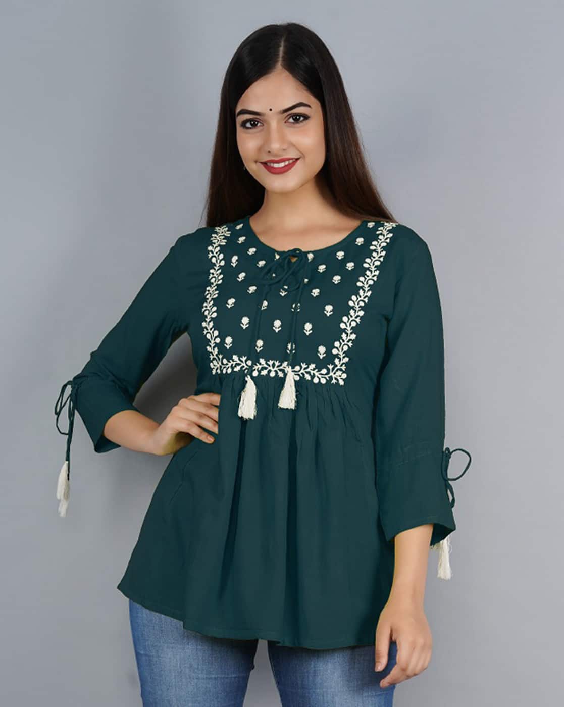 Buy Dark Green Tops for Women by ASHLEE Online | Ajio.com