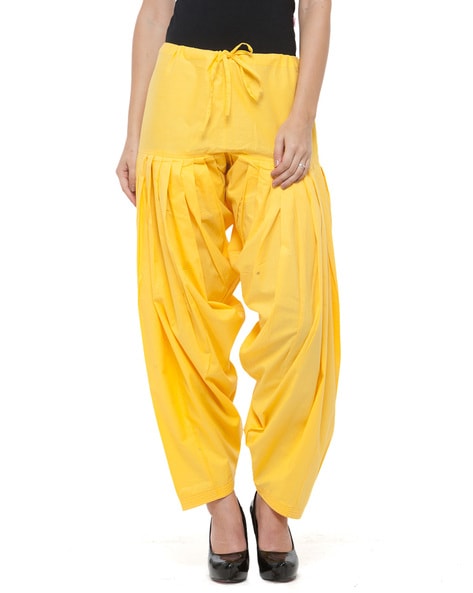 Bitterlime Mid-Rise Patiala Pant with Tie-Up