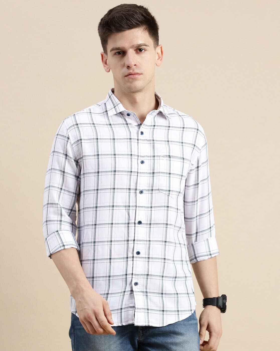 OFF-WHITE オフホワイト CHECKED FLANNEL SHIRT Buy Off White Shirts for Men by SHOWOFF Online | Ajio.com