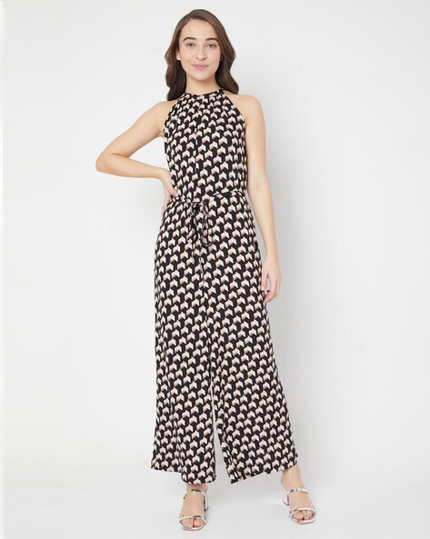 Vero Moda Geometric Print Sleeveless Jumpsuit