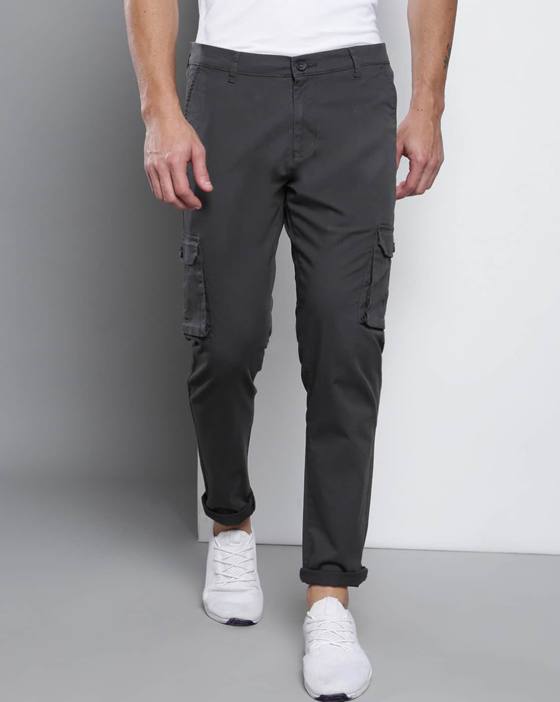 Myntra Mufti Cargo Pants Flat-Front Tapered Fit Cargo Pants - Main Image