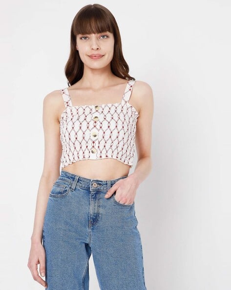 Vero Moda Geometric Print Square-Neck Top