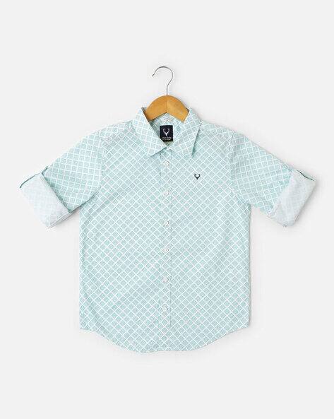 ALLEN SOLLY Boys Micro Print Slim Fit Shirt