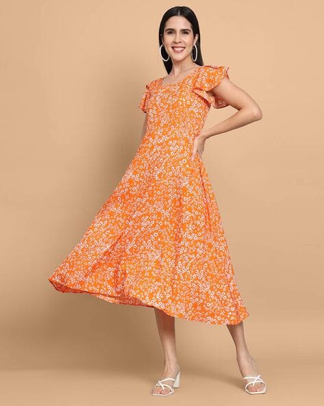 DREAM BEAUTY FASHION Women Floral Print Fit and Flare Dress