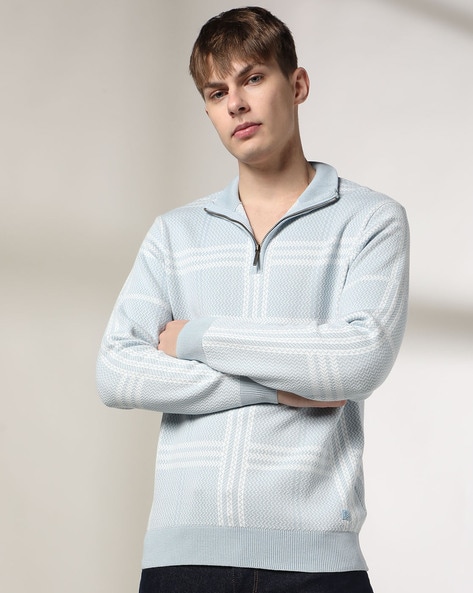 Men Checked Slim Fit Cotton Pullover