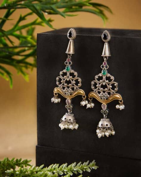 Women Silver-Plated Drop Earrings - Main Image