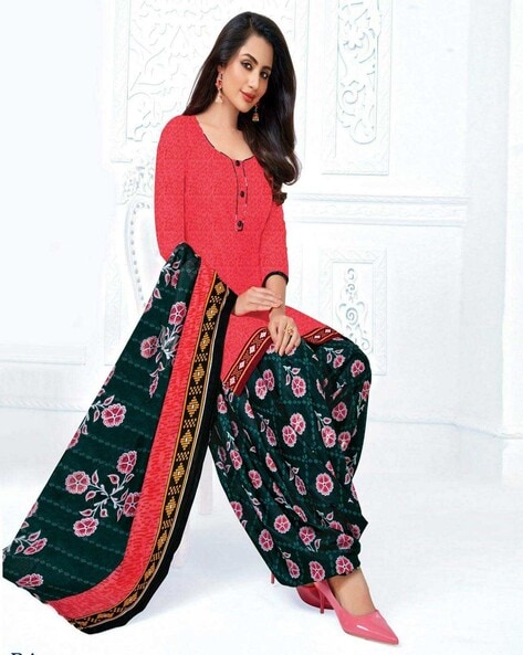 Women Printed Unstitched Dress Material Price in India